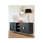 Dressoir Blackbone gold 4-deuren + open vak (Black rustic)