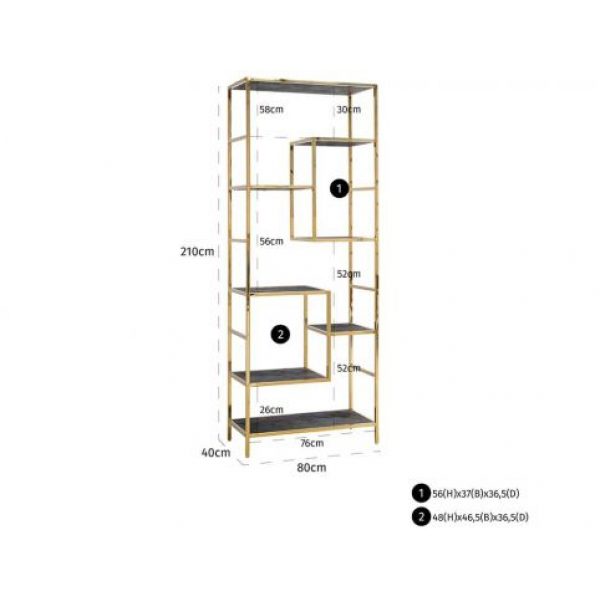 Wandkast Blackbone gold 7-planken (Black rustic)
