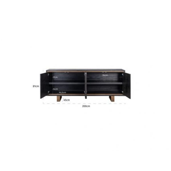 Dressoir Hunter 4-deuren (Black rustic)