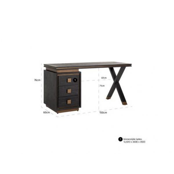 Bureau Hunter 3-laden  (Black rustic)