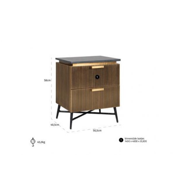 Nachtkastje Ironville 2-laden (Gold)