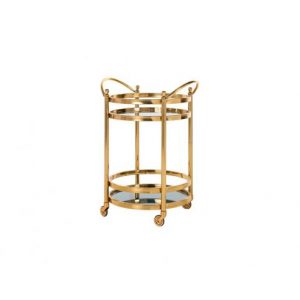 Trolley Hendricks rond goud met glas (Gold)