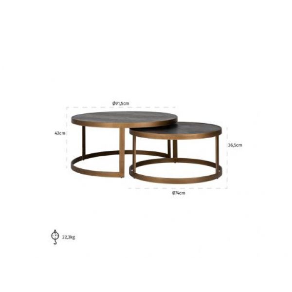 Salontafel Blackbone brass set van 2  (Black rustic)