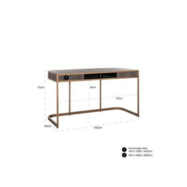 Bureau Classio 2-laden  (Brushed Gold)