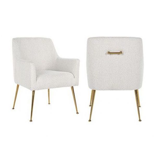Stoel Harper White Bouclé / brushed gold (Copenhagen 900 Bouclé White)