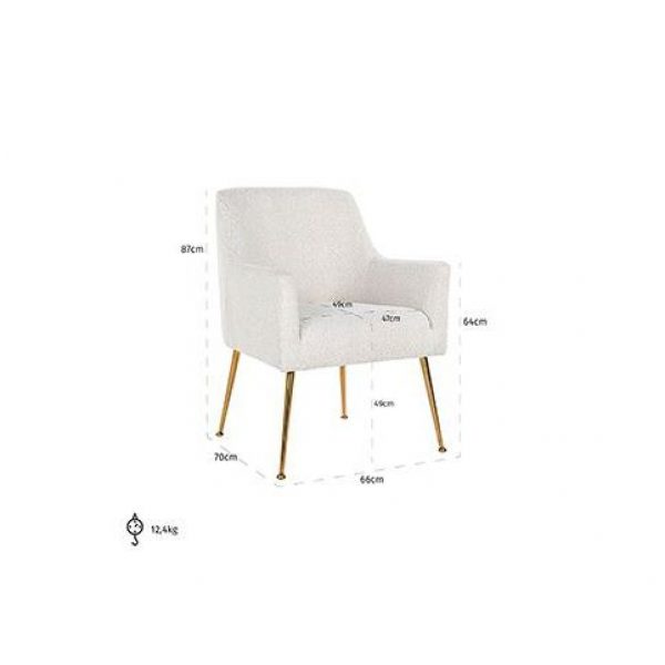 Stoel Harper White Bouclé / brushed gold (Copenhagen 900 Bouclé White)