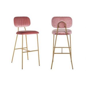 Showroommodel Barstoel Xenia Blush Velvet / Brushed Gold Zelf afhalen in onze showroom