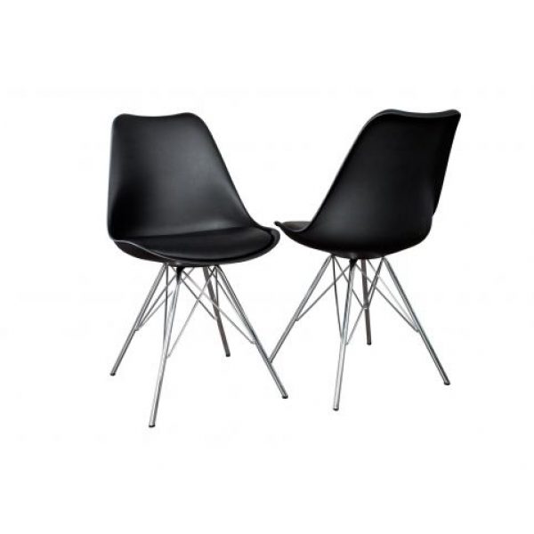 Design Eetkamerstoel Astra Zwart / Chroom