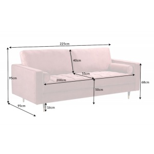 Sofa Knus 3-zits Velvet Roze