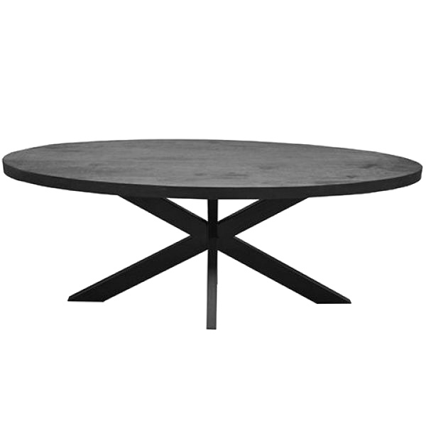 Eettafel Back to Black IV Ovaal 300 Zwart Mangohout