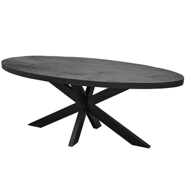 Eettafel Back to Black IV Ovaal 300 Zwart Mangohout