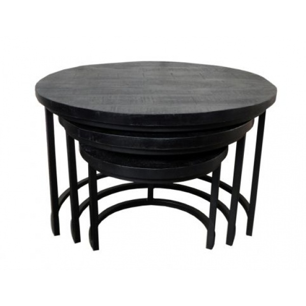 Salontafel Set van 3 Black Coins Large 3 cm dik blad