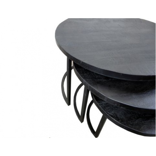 Salontafel Set van 3 Black Coins Large 3 cm dik blad