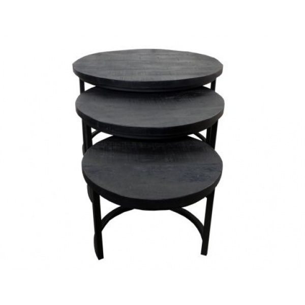 Salontafel Set van 3 Black Coins Large 3 cm dik blad