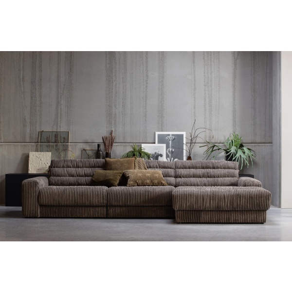 Date Chaise Longue Rechts Grove Ribstof Mud