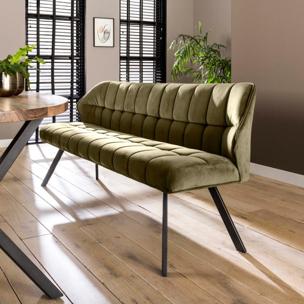 Eetkamerbank Raster Velvet 180 Groen