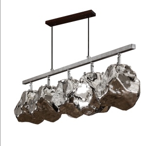 Hanglamp 5L rock / Chromed glas