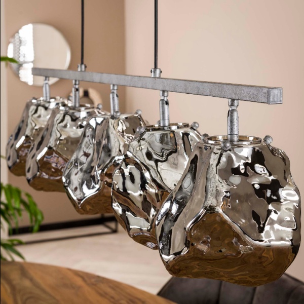 Hanglamp 5L rock / Chromed glas