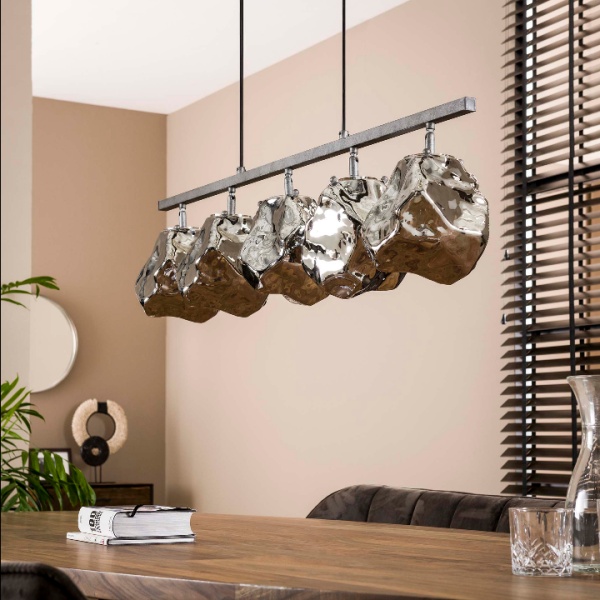Hanglamp 5L rock / Chromed glas