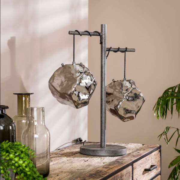 Tafellamp 2L rock / Chromed glas