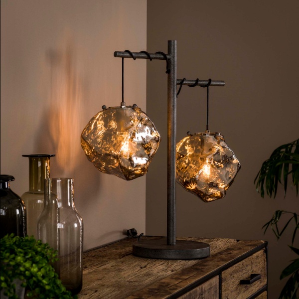 Tafellamp 2L rock / Chromed glas
