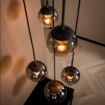 Hanglamp 5L bubble shaded getrapt / Oud zilver