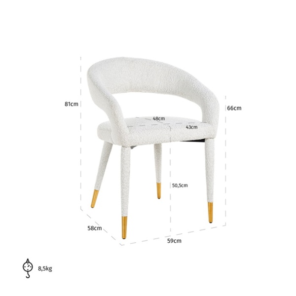 Stoel Gia White bouclé Fire retardant (FR-Copenhagen 900 Bouclé White)