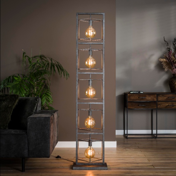 Vloerlamp 5L giant  tower  / Oud zilver