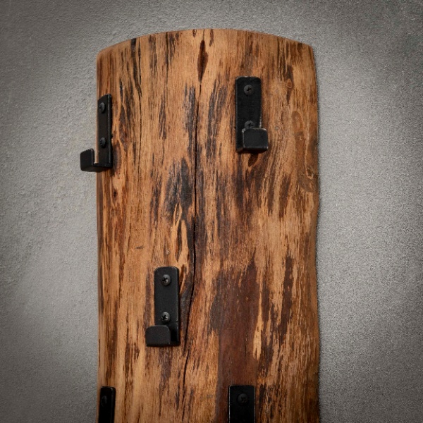 Kapstok boomstam 8 haken / Massief acacia naturel