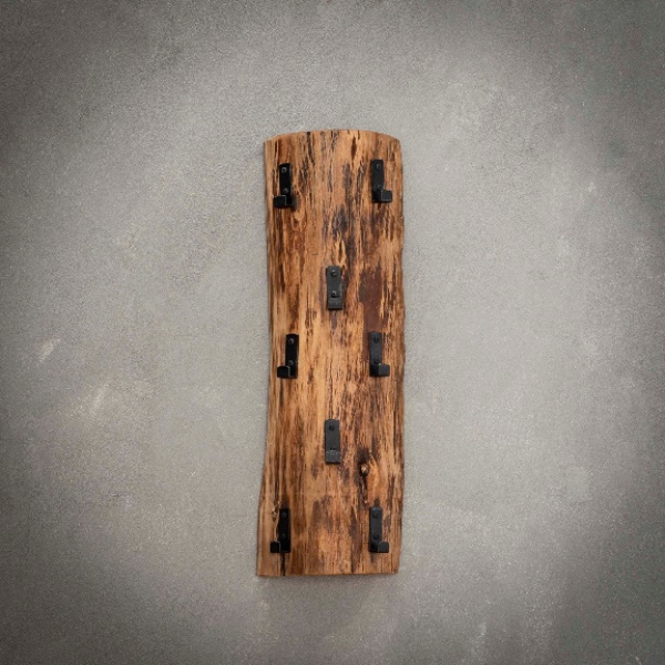 Kapstok boomstam 8 haken / Massief acacia naturel