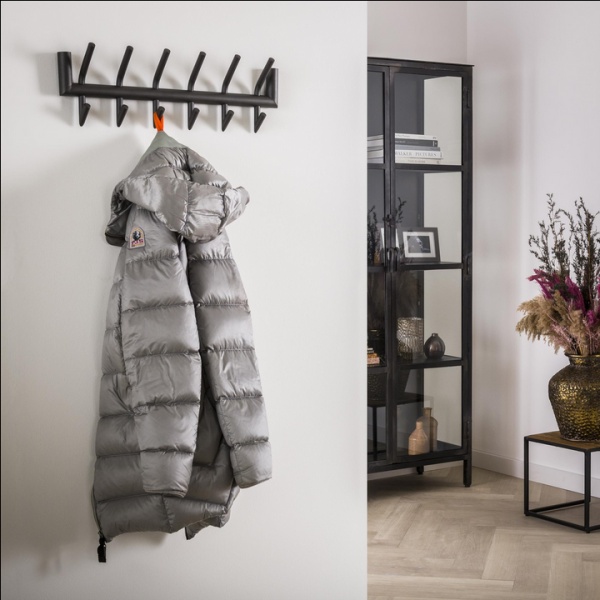 Garderobe 2x6 haaks ronde buis / Donkergrijs Mat