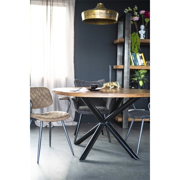 Eettafel Rond met Kruispoot 130 Mangohout