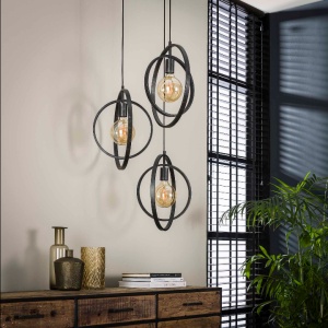 Hanglamp 3L Turn around getrapt / Charcoal