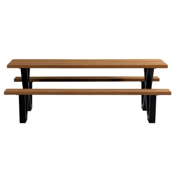Tablo Outdoor Picknicktafel Naturel Met X-poot Metaal [fsc]