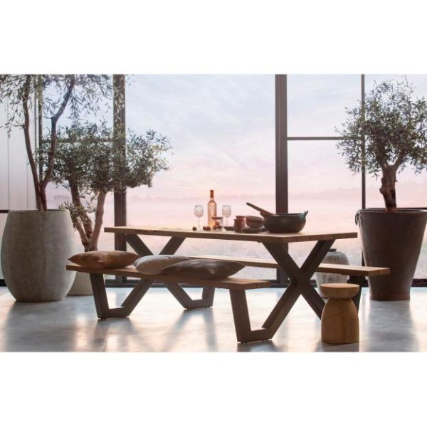 Tablo Outdoor Picknicktafel Naturel Met X-poot Metaal [fsc]