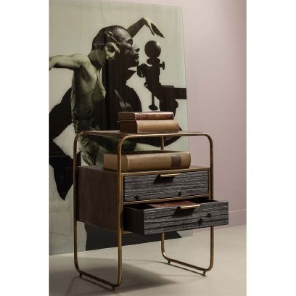 Polite Nachtkastje Metaal/hout Antique Brass