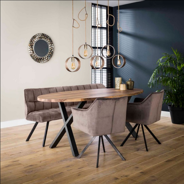 Eetkamerbank Raster Velvet 180 Grijs