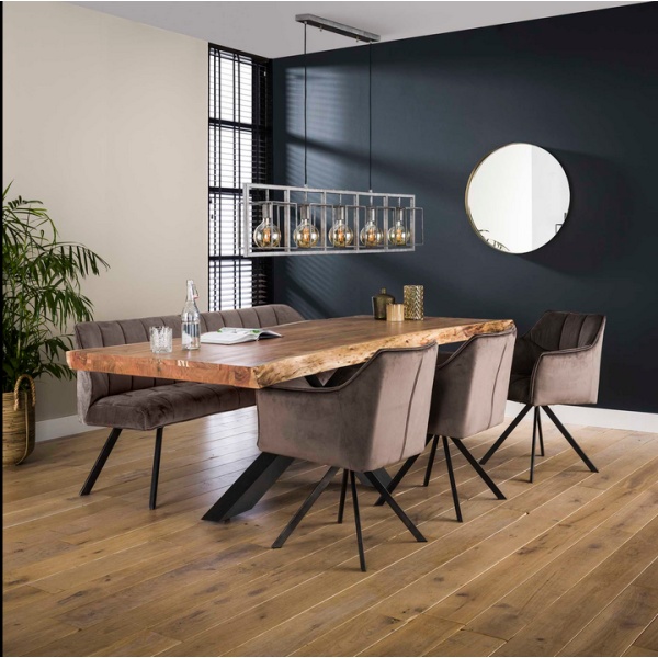 Eetkamerbank Raster Velvet 180 Grijs
