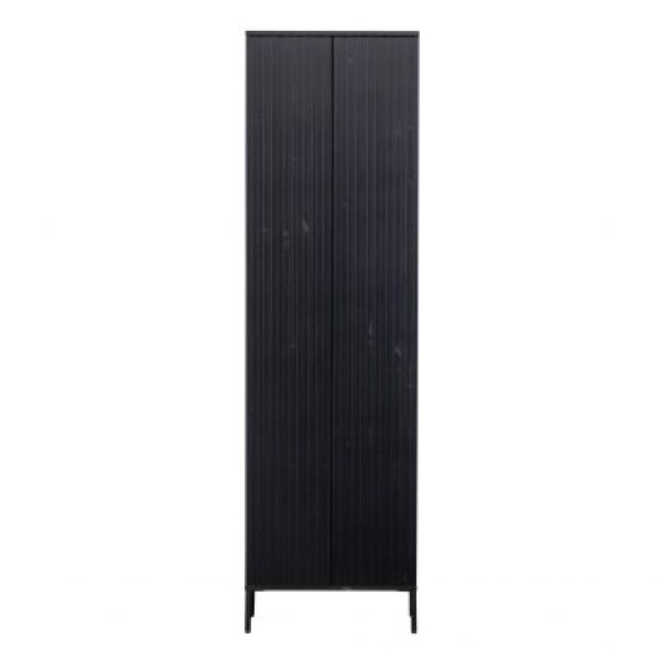 New Gravure Hoge Kast Met Lade Grenen Zwart [fsc]