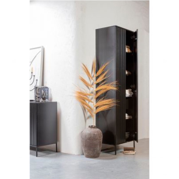 New Gravure Hoge Kast Met Lade Grenen Zwart [fsc]