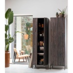 New Gravure Hoge Kast Met Lade Essen Espresso [fsc]