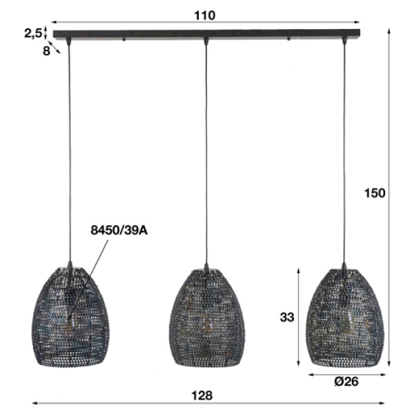 Hanglamp 3L Armor Ovaal