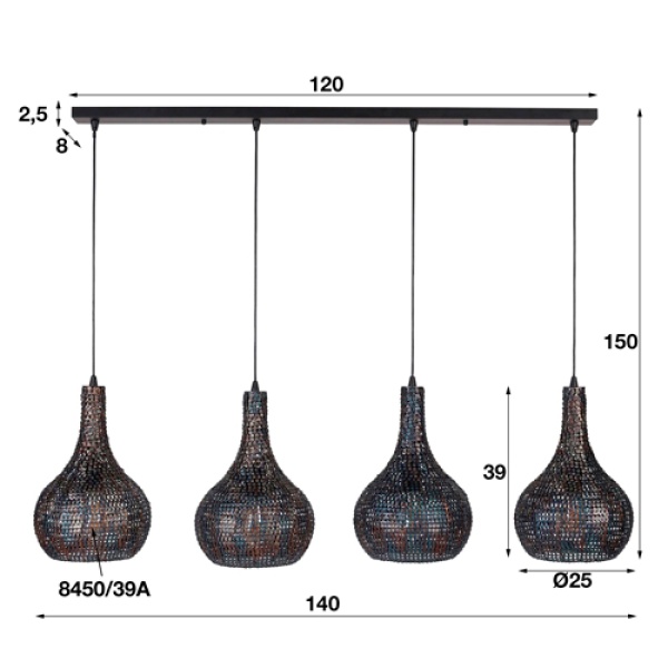 Hanglamp 4L Armor Kegel