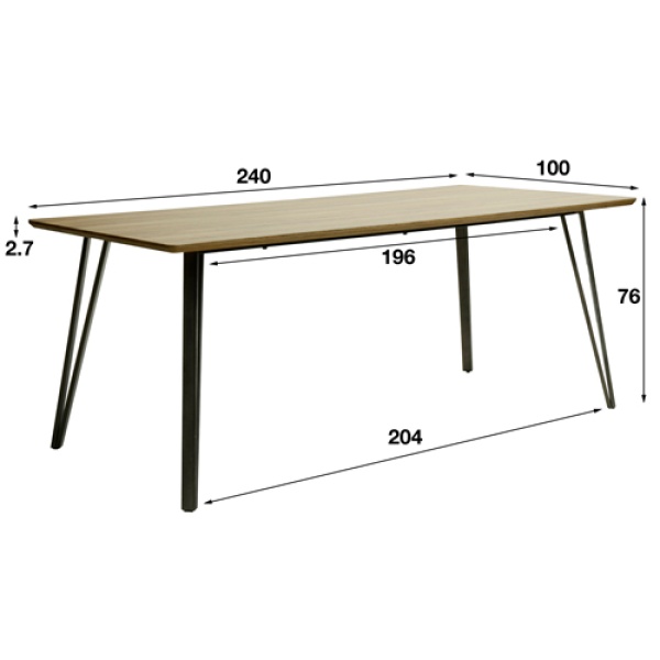 Eettafel V-Poot 240 Brownwash Eiken