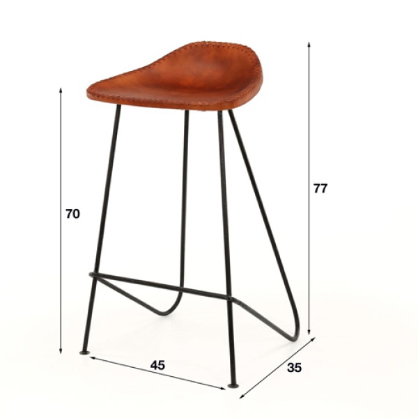 Barstoel in Bruin vintage leder