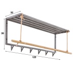 Kapstok metal bamboo hoedenplank 6 haaks / Oud zilver