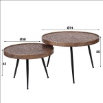 Salontafel set/2 opstaande rand rond metallic / Brons antiek