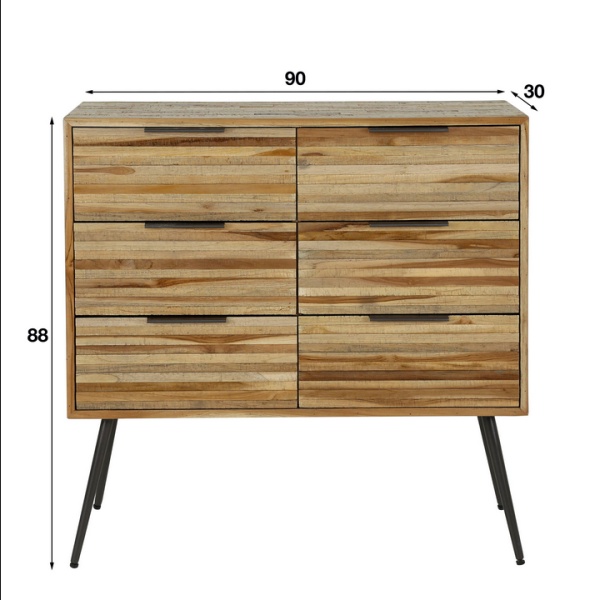 Ladekast 6L Teca strip / Teakhout verweerd