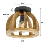Plafondlamp gebogen houten spijl / Massief mango naturel