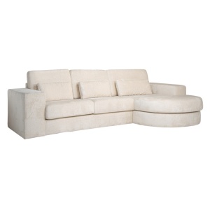 Bank Felix 2,5 seats + lounge rechts rond white chenille (Bergen 900 white chenille)